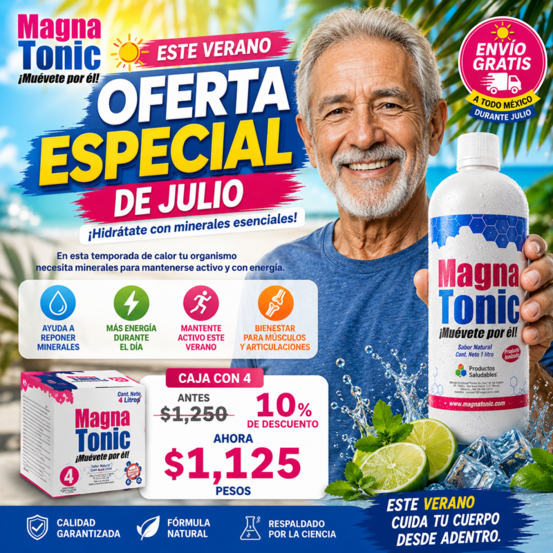 Magnatonic Caja con 4 Botellas de 1 Litro - Concentrado de Minerales Ionizados